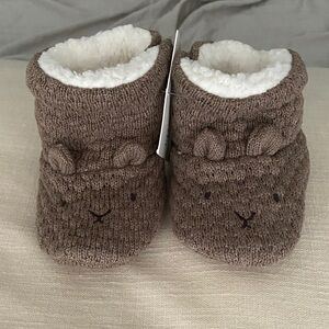 Carter’s Little Planet Brown Bear Knit Baby Booties with Sherpa Lining